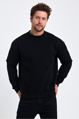 Tarz Cool Erkek Yumuşacık Kumaşlı Regular Fit Yuvarlak Yakalı Sweatshirt Siyah