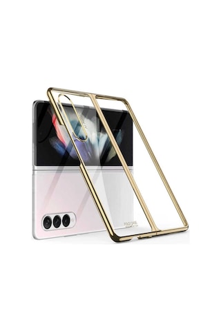 Samsung Uyumlu Galaxy Z Fold 3 Kılıf Zore Kıpta Kapak Gold