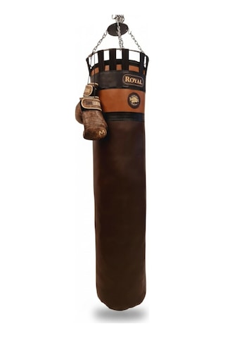 Silindir Kum Torbası 180x45 Cm Suni Deri Kahverengi
