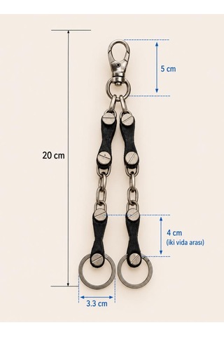 Karabinalı Deri Anahtarlık Çift Halkalı 20 Cm