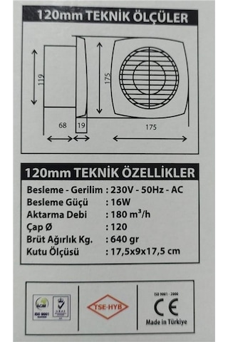 Nisa Luce 120 Mm Havalandırma Fanı