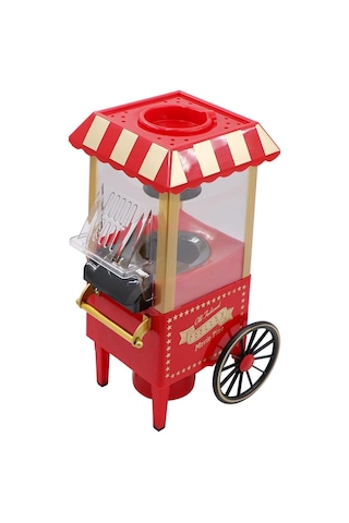 Tmp01 Retro Mısır Patlatma Makinesi Yağsız Ev Tipi Popcorn Makinesi 1200w Kırmızı Sinema Arabası Tasarımlı