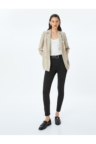 Koton Yüksek Bel Skinny Fit Dar Paça Düğmeli Kot Pantolon - Skinny Fit Jean Siyah 5sal40002mw Siyah