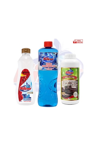 Nilem Duşakabin ve Fayans Temizleyici + Tül Parlatıcı ve Beyazlatıcı + Lok Bitkisel Çok Amaçlı Temizleyici 3 x 1 L
