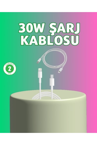 Kalite 30w Type- c Lightning Hızlı Şarj Kablosu 1.2m Dayanıklı 2 Yıl