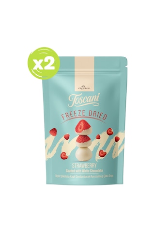 Beyaz Çikolata Kaplı Dondurularak Kurutulmuş Çilek Draje 2 X 60gr