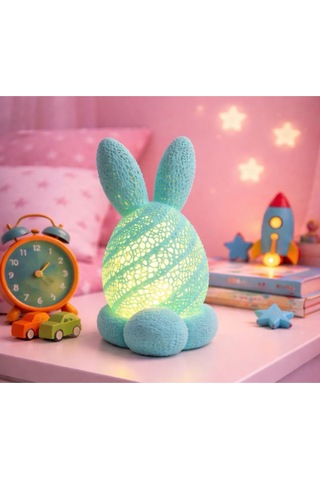 Tavşan Tealight Mumluk Dekoratif Tavşan Obje Renkli Tavşanlar Mum Hediyeli Paskalya Figür Yeşil