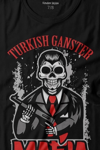 Kendim Seçtim Skullturkish Ganster Mafia Temalı Silahlı Adam Baskılı Tişört Çocuk T-shirt 001