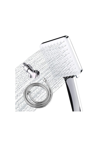 Lemestar 6 Fonksiyonlu El Tipi Duş Seti - Amerikan Tipi Gizli Montajlı Artırılmış Basınçlı Duş, 360 Ayarabilir Braket Ve 1.5m Boru İle Gümüş