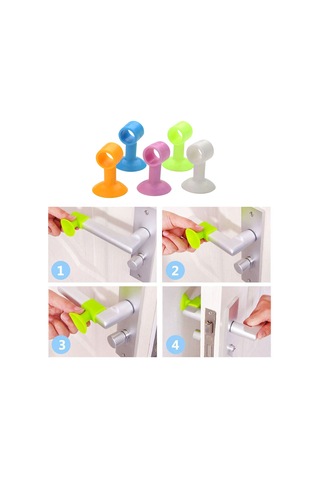 Honmex Gürültü Engelleme Silikon Kapı Kolu Paspası - Duvarı Ve Kapıyı Korumak İçin Sessizleştirici Ve Çarpma Emici, Beyaz Yuvarlak Delikli