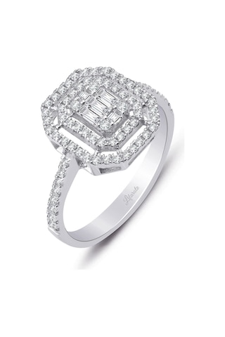 0.60 Ct Çift Sıra Baget Kare Tektaş Yüzük