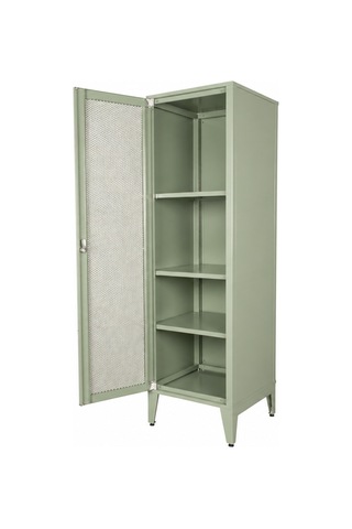 Alfafonet Ziglat Serisi Kilitli Metal Home Office Dolabı %70 Perfore Kapaklı Yeşil Ral 6018 450x1500x450 Mm