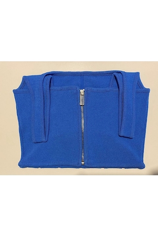 1019 Arkası Fermuarlı Triko Atlet-saks-4193 Sax