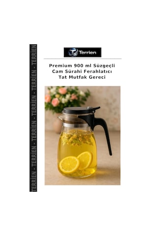 Premium 900 Ml Süzgeçli Cam Sürahi Ferahlatıcı Tat Mutfak Gereci