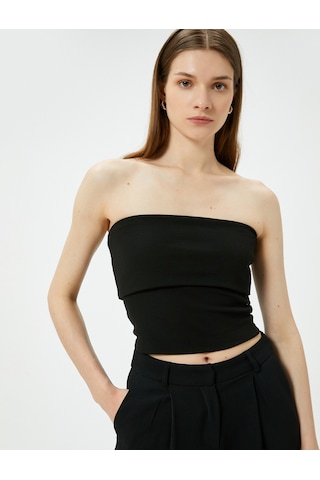 Koton Straplez Üst Kat Detaylı Ribanalı Slim Fit Siyah 4sak10698ek Siyah