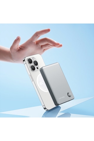 Lenyes PW137D 20 W 10000 mAh 15 W Ultra İnce Dijital Led Ekranlı Wireless Powerbank Füme