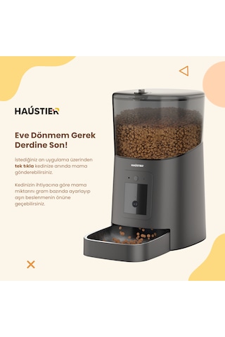 Haustier Pp003 Pro Siyah Kameralı 1080p Fhd Gece Görüş Akıllı Otomatik Kedi Mama Kabı, Tuya App-wifi Uzaktan Kontrol, Sesle Çağırma, 2.4ghz-5ghz, 6lt Hazne, Metal Kase