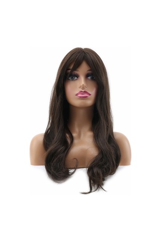 Hafif Daalı Orta Boy Perçemli Fiber Sen Peruk / Koyu Espresso Kahve 2466863