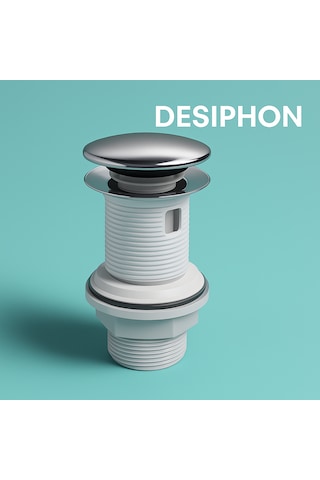 Pop-up Lavabo Sifonu Taşmalı Paslanmaz Metal Başlık, Plastik Gö