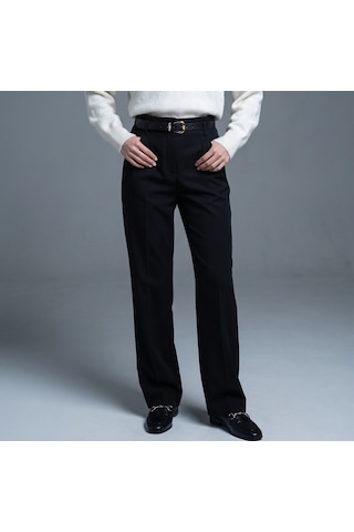 Dilvin 72801 Kemerli Pilili Pantolon-siyah