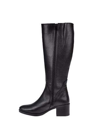 Castle Black Hakiki Deri Alçak Topuk Kadın Çizme Sk-92900 Siyah Siyah