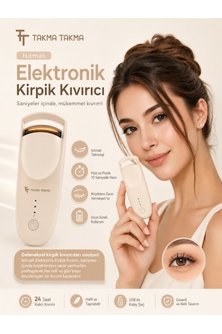 Kirpik Kıvırıcı Kirpik Şekillendirici Elektronik Isıtmalı Şarjlı 2 Isıtma Modlu, 5 Saniyede Hızlı Isınma, Uzun Süre Kalıcı Etki, Şarj Edilebilir Bej Ekcb 15050778