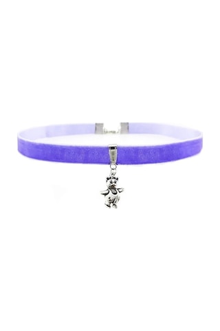 Mor Renk Ayıcık Choker Kolye Gümüş