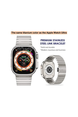 iOS Uyumlu Watch Ultra 49MM Metal Baklalı Paslanmaz Çelik Stainless