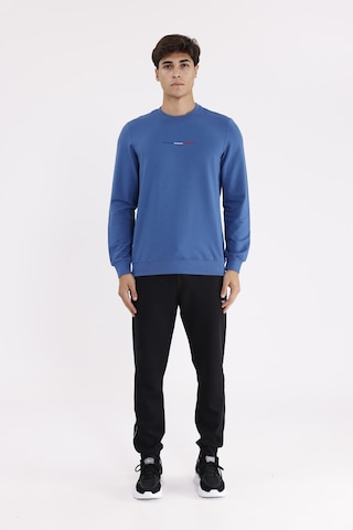 Rowinger Minimal Göğüs İşlemeli Rahat Kalıp Esnek Manşetli Mevsimlik Bisiklet Yaka Sweatshirt İndigo