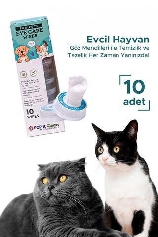 Popitclean Evcil Hayvan Kedi & Köpek Göz Bakım ve Temizleme Mendili
