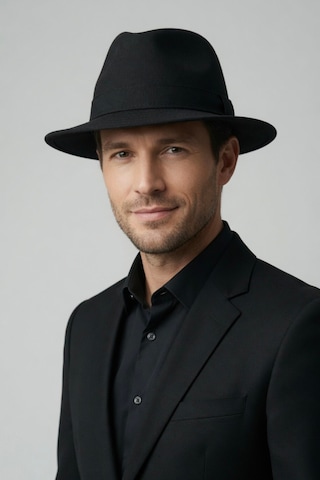 Mollycrush Erkek Siyah Fedora Şapka Klasik Takım Elbise Ve Günlük Stil Fötr Şapka Siyah
