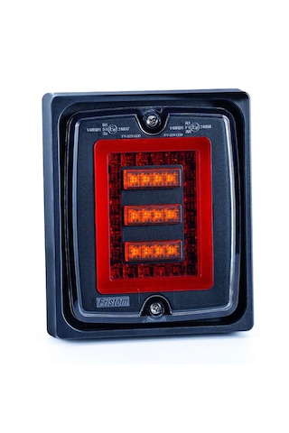 Frıstom Ft-323 12v-36v Stop Lambası Kare 3 Fonksiyonlu Park-stop-sinyal + Çerçeve E9