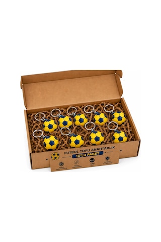Anahtarlık Futbol Topu 3 Cm Sarı Lacivert 10 Lu Paket Qtop Q-1009