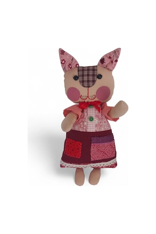 Kedi Hanım Patchwork Benekli Kulak Bez Bebek Patchwork