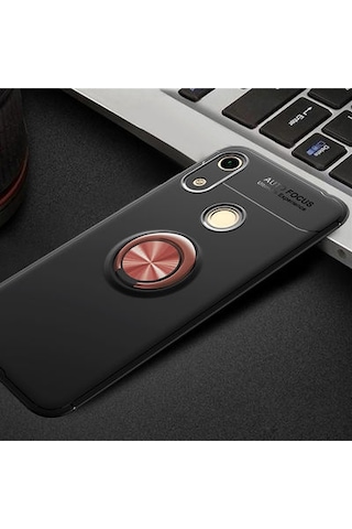 Huawei Y6s 2019 Kılıf Yüzüğü Stant Ve Araç Tutucu Olabilen Şık Esnek Premium Silikon Kapak Ryc/ravel Siyah - Rose Gold