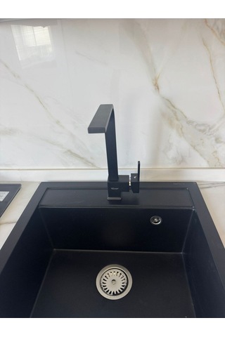 Kare Siyah Model Aç Kapa Mutfak Eviye Bataryası Siyah