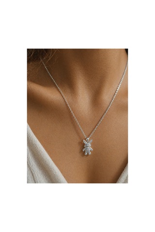 Rabbit Gümüş Tavşan Zirkon Kolye Charm Koleksiyonu Xuping Altın Kaplama Suya Dayanıklı