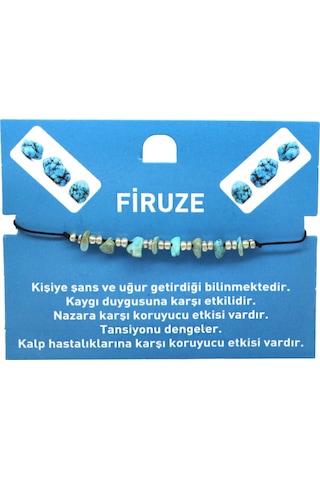 Tesbihane Makrome Örgülü Basic Model Firuze Doğaltaş Kadın Bileklik Çok Renkli