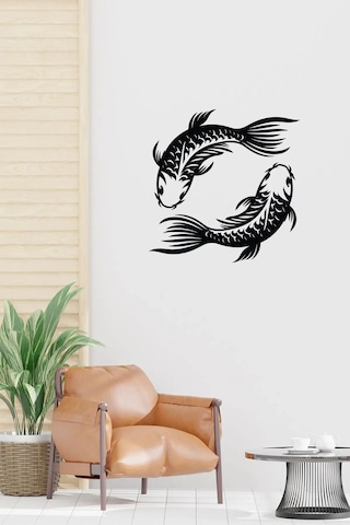 Koi Balığı Duvar Süsü Tablo - 35x35 Cm, Feng Shui Sembolü