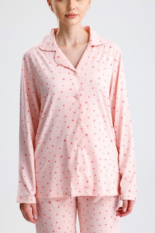 Yıldız Desen Pamuk Kadın Pijama Takım Pembe