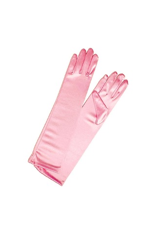 Uzun Boy Parlak Esnek Likralı Eldiven 40 Cm - 1 Çift- Pembe Çok Renkli