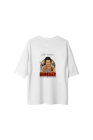 The Mgs Collective Escobar Alias Oversize Grafik Baskılı Unisex Beyaz T-shirt