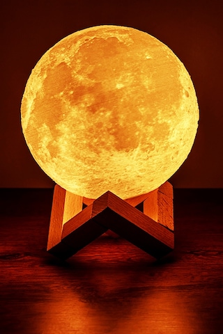 3d Standlı Büyük Boy Ay Gece Lambası Hediyelik Küre Led Başucu Lambası Sarı