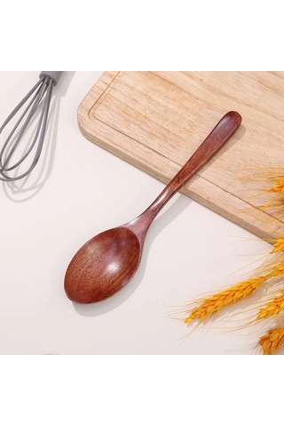 Yuntech01 1 Adet Nanmu Ahşap Kaşık - Uzun Saplı, Uçlu, 18.5x4 Cm, Doğal, Sağlıklı Ve Çevre Dost Mutfak Kaşığı