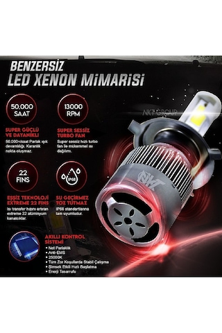 Renault Megane 4 H7 Kısa Far Xenon Led Şimşek Etkili Buz Mavi