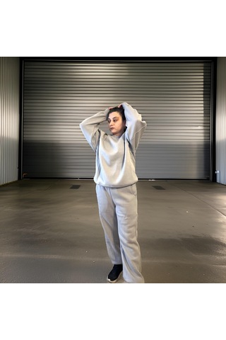 Ceyss Design Unisex Üç İplik Şardonlu Sweatshirt Eşofman Takımı-açık Gri Açık Gri