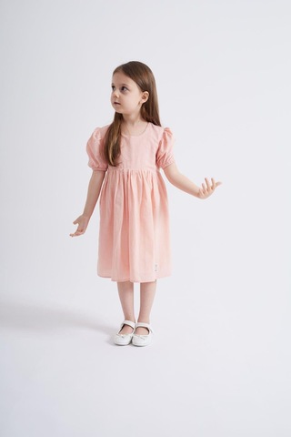 Oliventhekid Kolları Ve Beli Lastikli Kız Çocuk Elbise Pembe Pembe