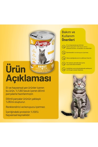 Energy Tavuklu Yetişkin Yaş Kedi Maması 400 G - 24 Adet