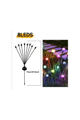 2 Adet Güneş Enerjili Rgb 8 Top Çok Renkli Ateş Böceği Led Bahçe Aydınlatma Solar Bahçe Süsü Diğer