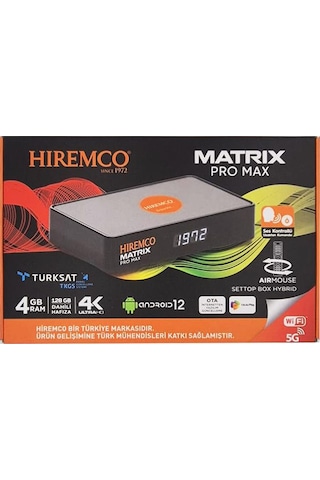 Hiremco Matrix Pro Max 4k 128gb Android 12 Uydu Alıcısı
